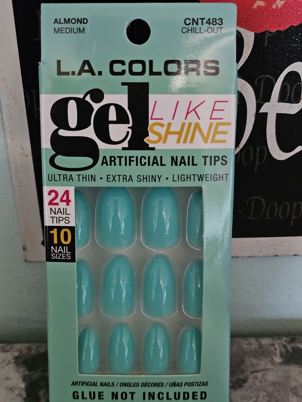 LA Girl Teal Gel-Like Shine Almond Press-On Nails